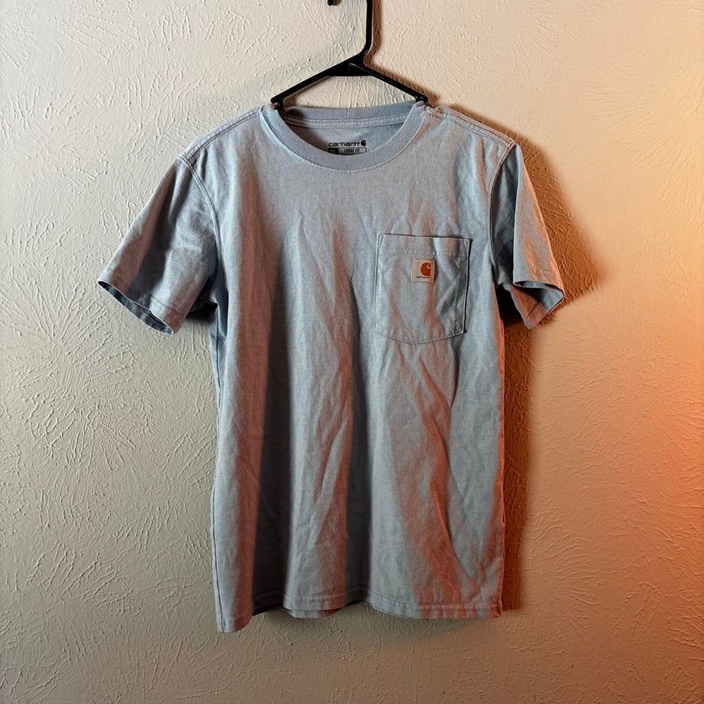 Carhartt Mens Loose Fit Short Sleeve Pocket T-Shirt Blue XS K87 Workwear Tee